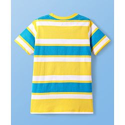 Pine Kids Cotton Knit Half Sleeves Striped T-Shirt - Yellow & Blue