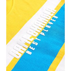 Pine Kids Cotton Knit Half Sleeves Striped T-Shirt - Yellow & Blue