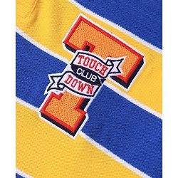 Pine Kids Cotton Knit Half Sleeves Collar T-Shirt With Stripes - Blue & Yellow