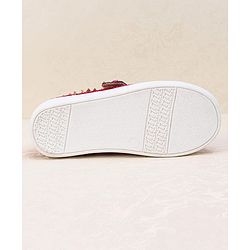 Pine Kids Velcro Closure Ethnic Shoes with Floral Sequin Detailing - Pink