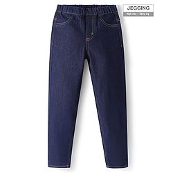 Pine Kids Woven Ankle Length Washed Denim Jeggings - Navy Blue