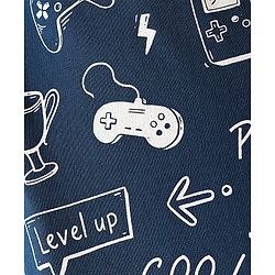 Pine Kids Above Knee Length Shorts With Gaming Print - Navy Blue