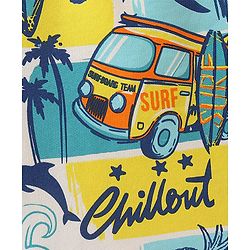 Pine Kids Above Knee Length Shorts With Beach Theme Print - White