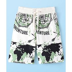 Pine Kids Above Knee Length Shorts With Map Print - White