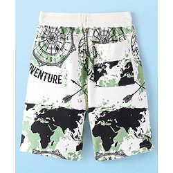 Pine Kids Above Knee Length Shorts With Map Print - White
