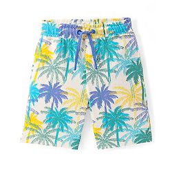 Pine Kids Above Knee Length Shorts With Tree Print - Off White