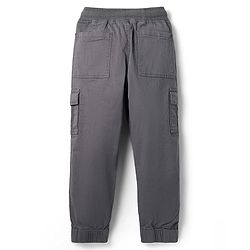 Pine Kids Cotton Elastane Woven Full Length Solid Trouser With Cargo Pockets - Grey