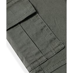 Pine Kids Cotton Elastane Woven Full Length Solid Color Trouser - Olive Green