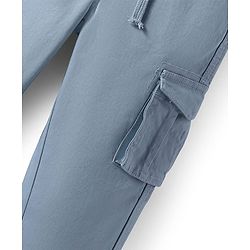 Pine Kids Cotton Woven Full Length Solid Colour Trouser With Cargo Pockets - Navy Blue
