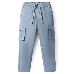 Pine Kids Cotton Woven Full Length Solid Colour Trouser With Cargo Pockets - Navy Blue