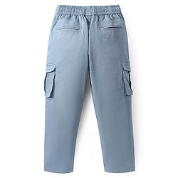Pine Kids Cotton Woven Full Length Solid Colour Trouser With Cargo Pockets - Navy Blue