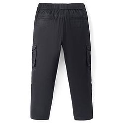 Pine Kids Cotton Woven Full Length Solid Colour Trouser With Cargo Pockets - Navy Blue