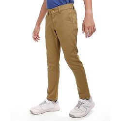 Pine Kids Cotton Woven Full Length Solid Colour Trouser - Tan