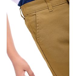 Pine Kids Cotton Woven Full Length Solid Colour Trouser - Tan