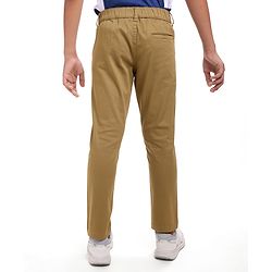Pine Kids Cotton Woven Full Length Solid Colour Trouser - Tan