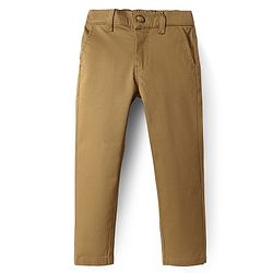 Pine Kids Cotton Woven Full Length Solid Colour Trouser - Tan