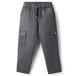 Pine Kids Woven Full Length Solid Trouser With Cargo Pockets - Grey