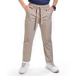 Pine Kids Cotton Woven Full Length Solid Colour Trouser - Beige