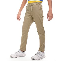 Pine Kids Cotton Woven Full Length Solid Colour Trouser - Beige