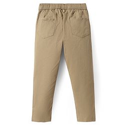 Pine Kids Cotton Woven Full Length Solid Colour Trouser - Beige