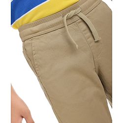 Pine Kids Cotton Woven Full Length Solid Colour Trouser - Beige
