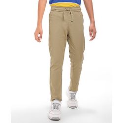 Pine Kids Cotton Woven Full Length Solid Colour Trouser - Tan