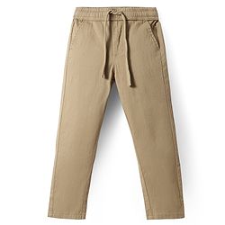 Pine Kids Cotton Woven Full Length Solid Colour Trouser - Tan