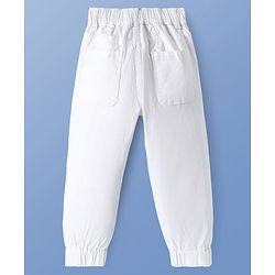 Pine Kids Cotton Woven Full Length Solid Trousers - White