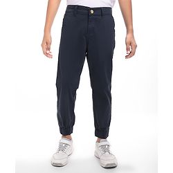 Pine Kids Cotton Woven Full Length Solid Trousers - White