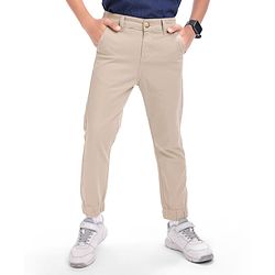 Pine Kids Cotton Woven Full Length Solid Trousers - Navy Blue
