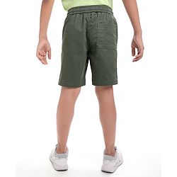 Pine Kids Cotton Knit Above Knee Length Solid Colour Shorts - Olive Green