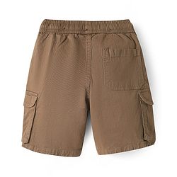 Pine Kids Cotton Elastane Woven Above Knee Length Solid Color Shorts  - Brown