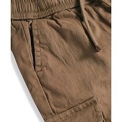 Pine Kids Cotton Elastane Woven Above Knee Length Solid Color Shorts  - Brown