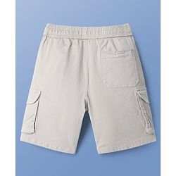 Pine Kids Cotton Elastane Woven Above Knee Length Solid Color Shorts  - Brown
