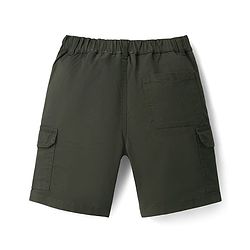 Pine Kids Cotton Elastane Woven Above Knee Length Solid Color Shorts - Olive Green
