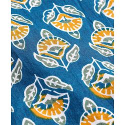 Pine Kids Cotton Woven Full Sleeves Ajrakh Floral Printed Kurta - Navy Blue