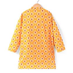 Pine Kids Cotton Woven Full Sleeves Kurta with Floral Print - Mustard Yellow