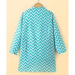 Pine Kids Cotton Woven Full Sleeves Kurta & Pyjama Set with  Print - Light Blue