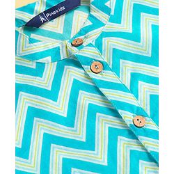 Pine Kids Cotton Woven Full Sleeves Kurta & Pyjama Set with  Print - Light Blue