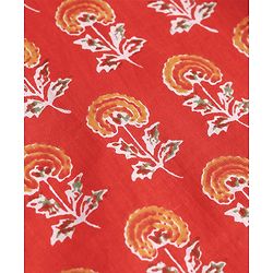 Pine Kids Cotton Woven Full Sleeves Floral Printed Kurta Pyjama Set - Rust Orange