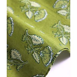 Pine Kids Cotton Woven Full Sleeves Floral Printed Kurta - Olive Green