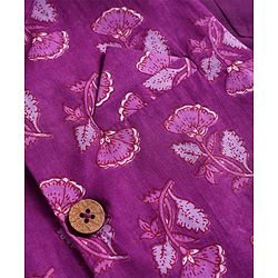 Pine Kids Cotton Woven Full Sleeves Kurta Pajama Set With Floral Printed Jacket- Purple