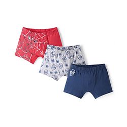 Pine Kids Marvel Lycra Knit Trunks With Spider Man Print Pack Of 3 - Red Grey & Blue