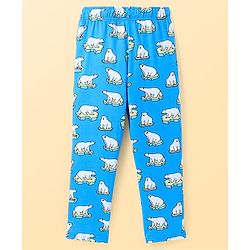 Pine Kids Single Jersey Knit Half Sleeves Night Suit Polar Bear Print - Blue