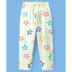 Pine Kids Single Jersey Knit Full Sleeves Front Open Night Suit Star Print - Sea Green