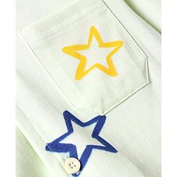 Pine Kids Single Jersey Knit Full Sleeves Front Open Night Suit Star Print - Sea Green