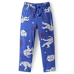 Pine Kids Single Jersey Knit Half Sleeves Night Suit with Astronaut Print - Blue