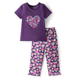 Pine Kids Single Jersey Knit Half Sleeves Night Suit with Strawberry Print - Purple
