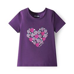 Pine Kids Single Jersey Knit Half Sleeves Night Suit with Strawberry Print - Purple