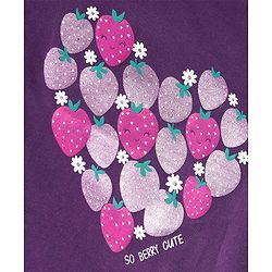 Pine Kids Single Jersey Knit Half Sleeves Night Suit with Strawberry Print - Purple